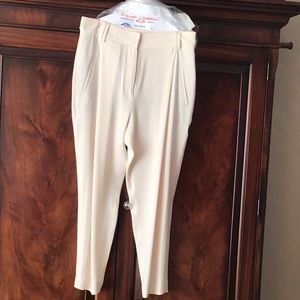 Italian designer silk pants, cream, size 8